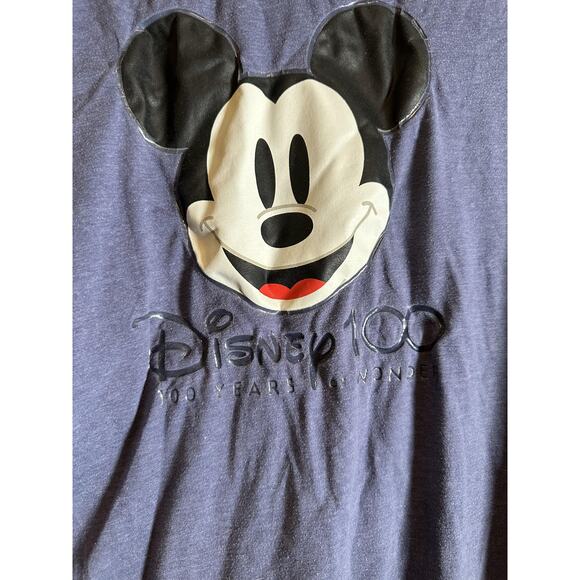 Disney 100 Shirt Mens Medium blue Mickey Mouse Graphic Tee Anniversary Logo - Picture 5 of 5